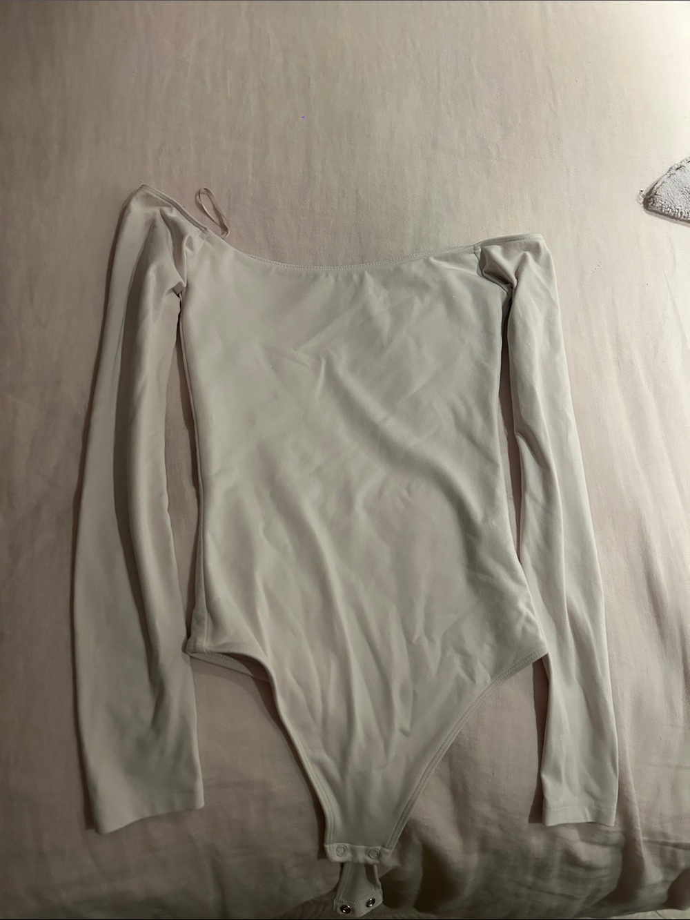Aritzia Long Sleeve Off-Shoulder White Bodysuit